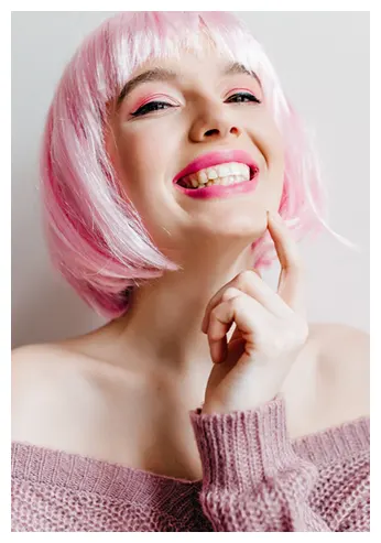 pink nails woman model